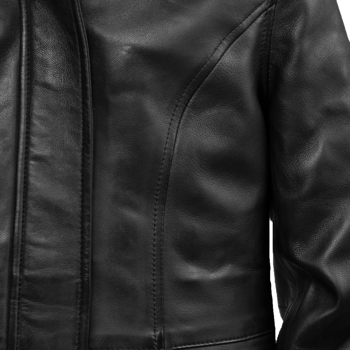 Women’s Black Leather Hooded Jacket with Faux Fur Trim