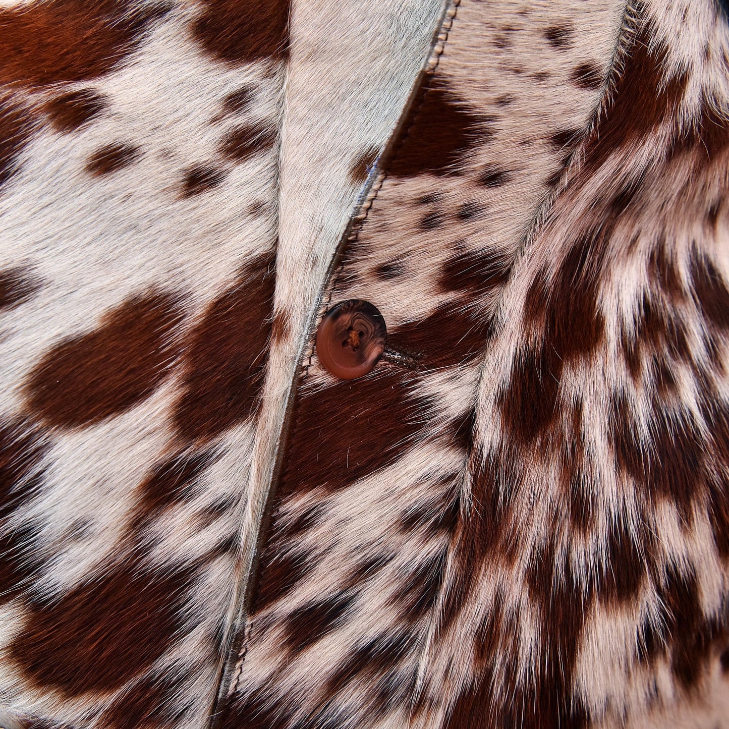 Brown Hair on Pony Skin Cowhide Leather Jacket