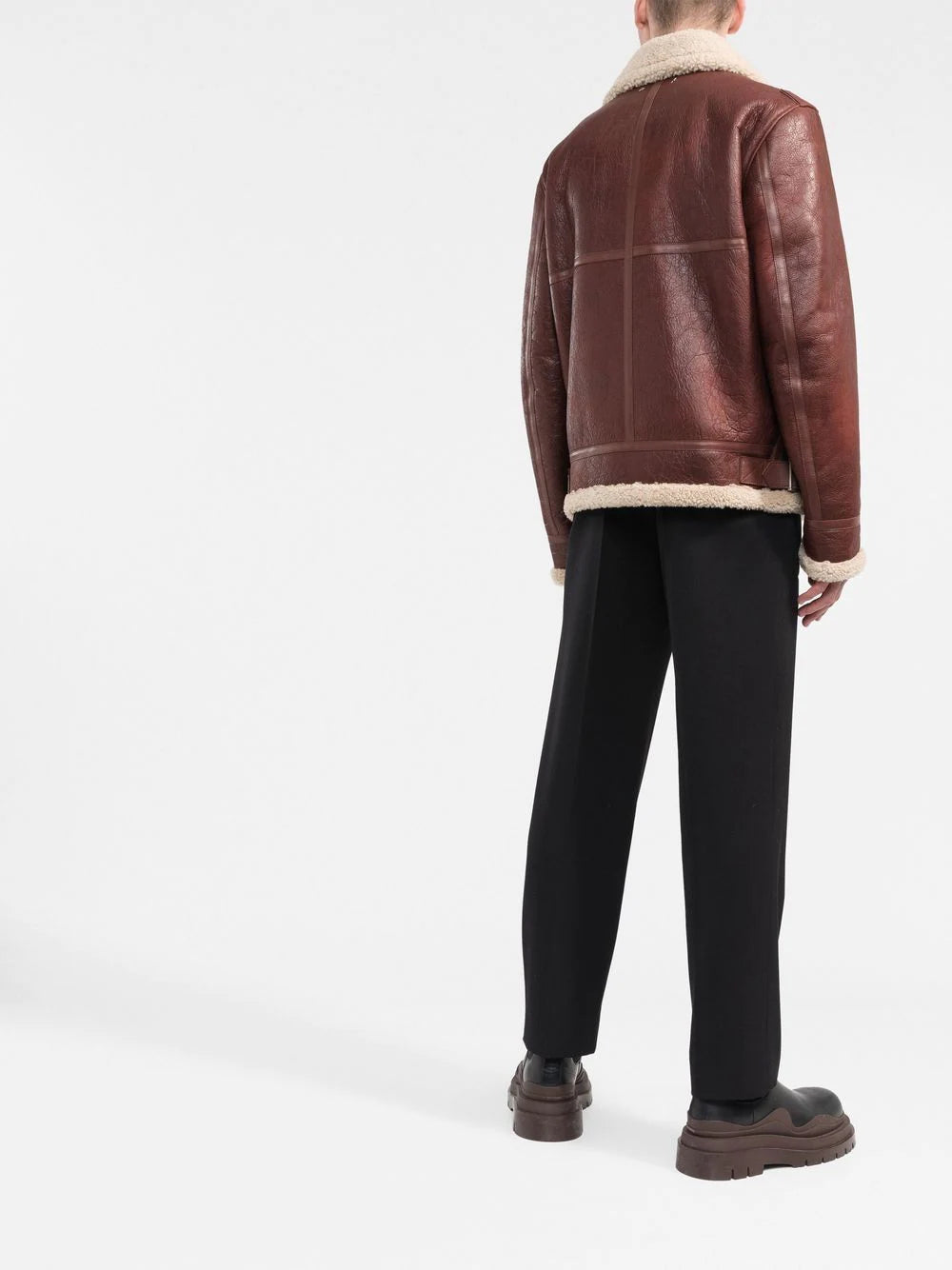 Brown Shearling Leather Flight Aviator Jacket