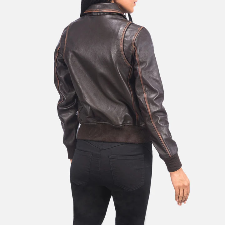 Women's Brown A-2 Bomber Flight Aviator Jacket