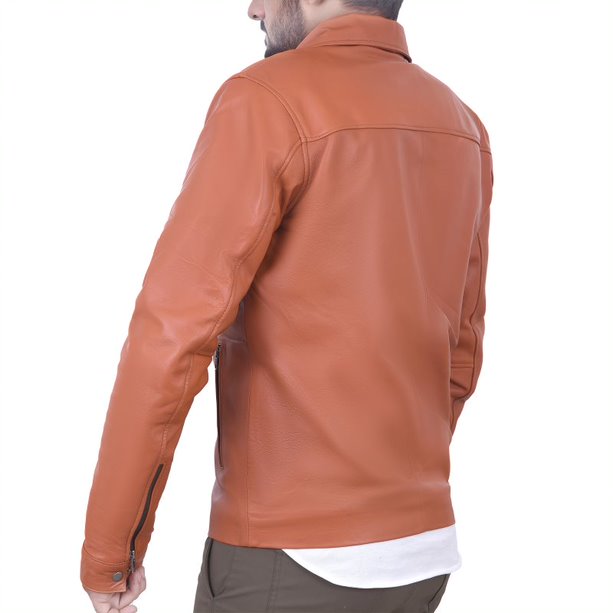 Men's Spread Collar New Zealand Lambskin Leather Jacket