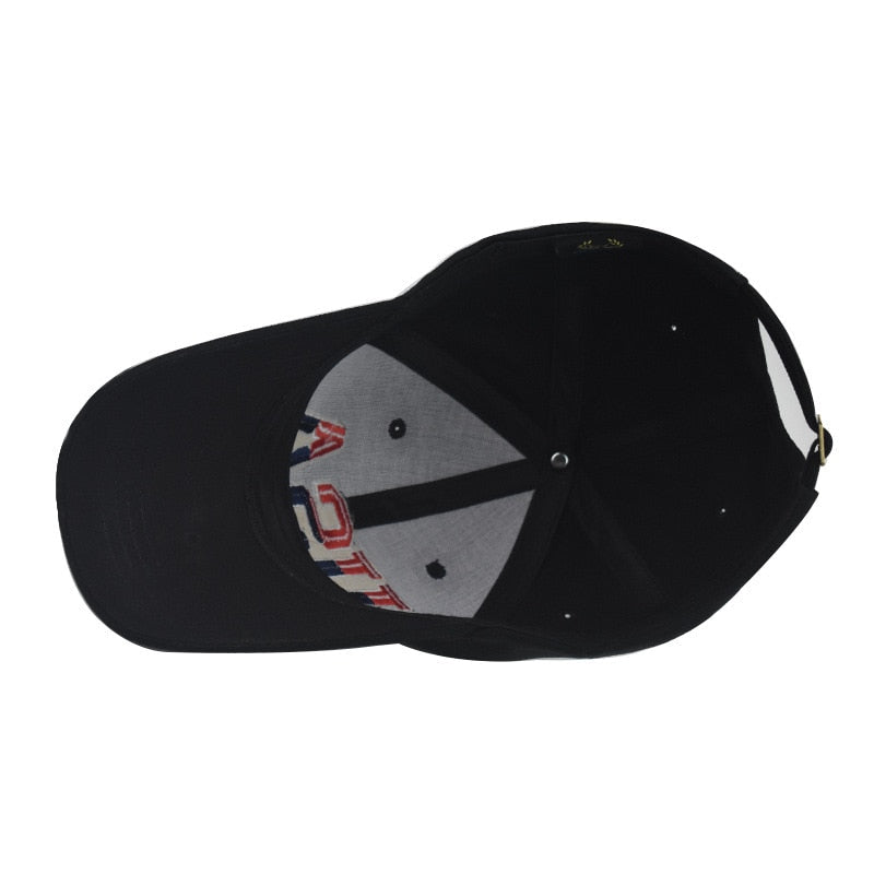 Blue Fitted Hat With American Flag 3d Embroidered