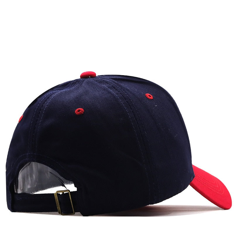Blue Fitted Hat With American Flag 3d Embroidered