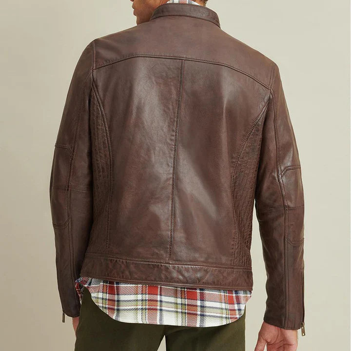 Brown Cafe Racer Mens Leather Jacket