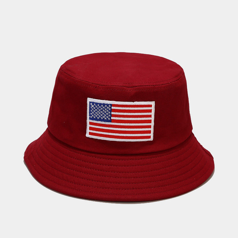 American Flag Patch USA Embroidered Soft Cotton Bucket Hat Fisherman For Summers