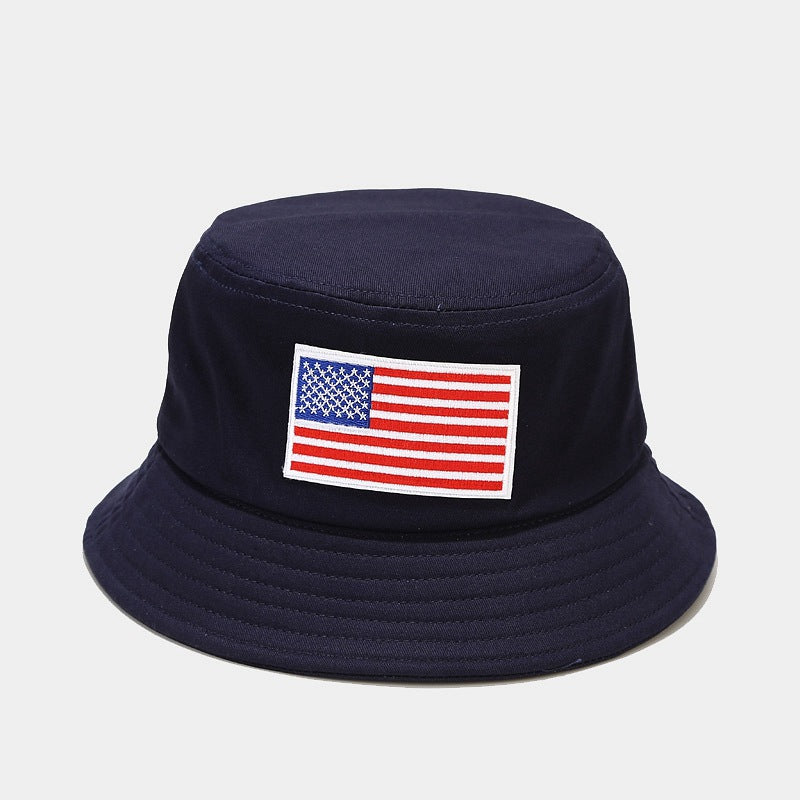 American Flag Patch USA Embroidered Soft Cotton Bucket Hat Fisherman For Summers