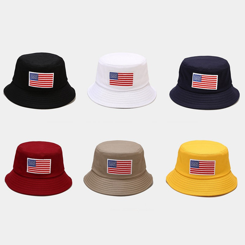 American Flag Patch USA Embroidered Soft Cotton Bucket Hat Fisherman For Summers