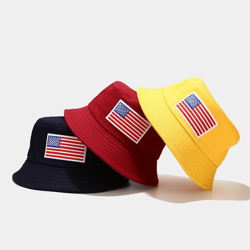 American Flag Patch USA Embroidered Soft Cotton Bucket Hat Fisherman For Summers