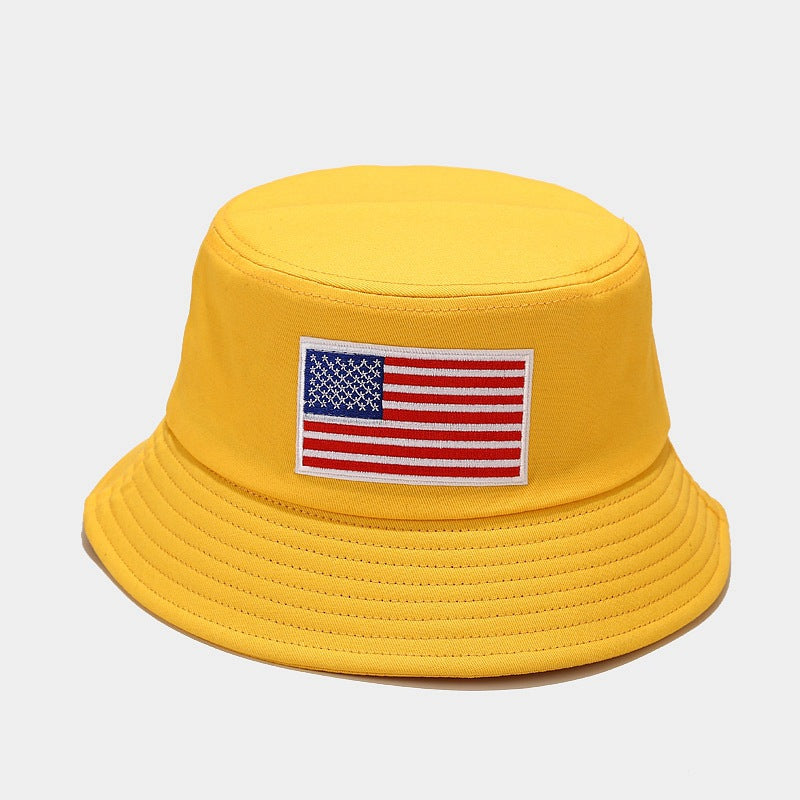 American Flag Patch USA Embroidered Soft Cotton Bucket Hat Fisherman For Summers
