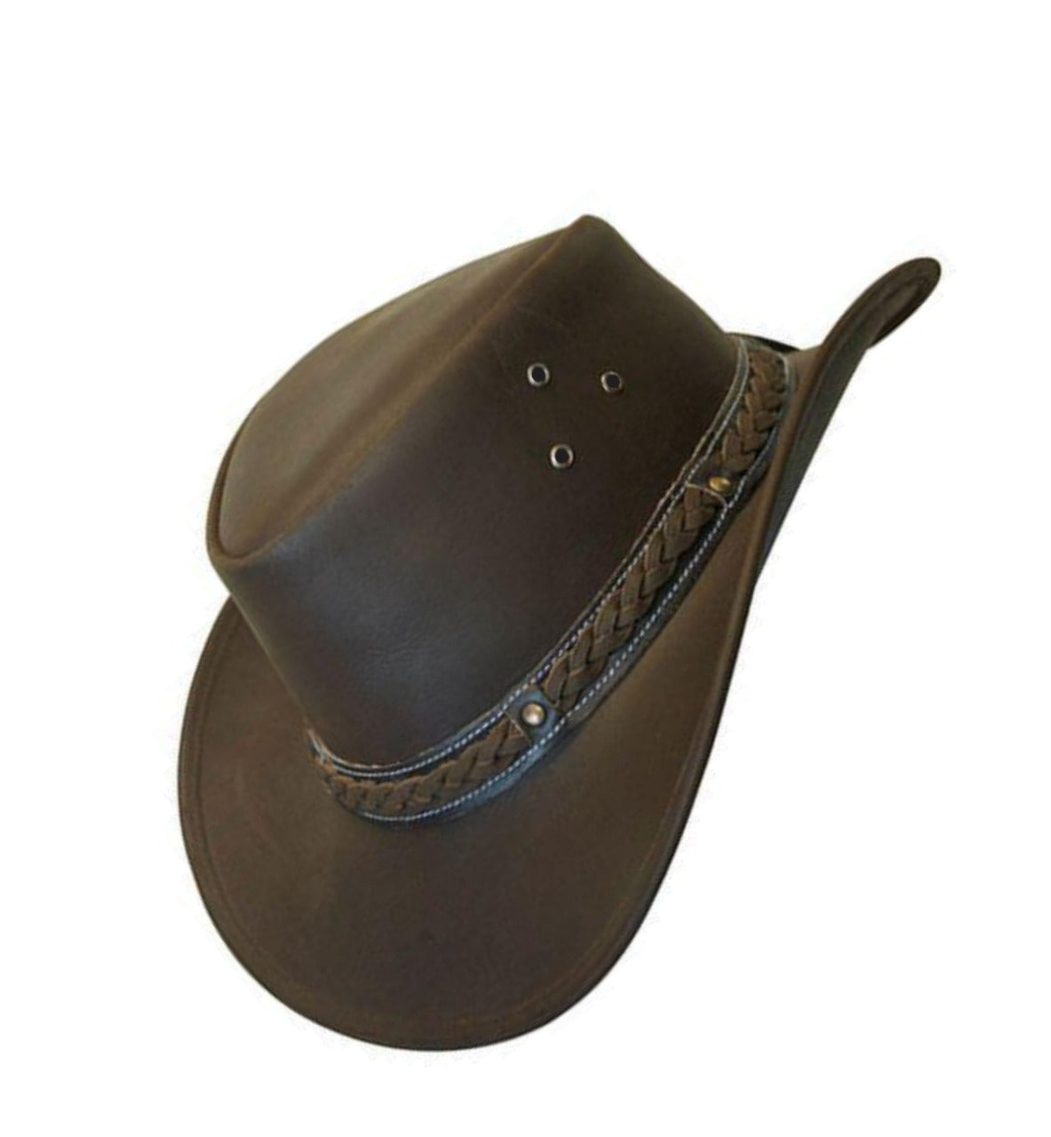 brown leather cowboy hat