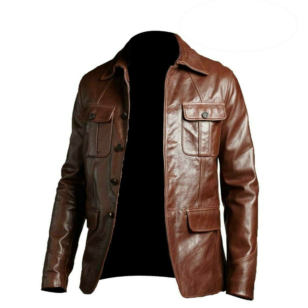 Men's Brown Leather Blazer Jacket Leather Sports Coat