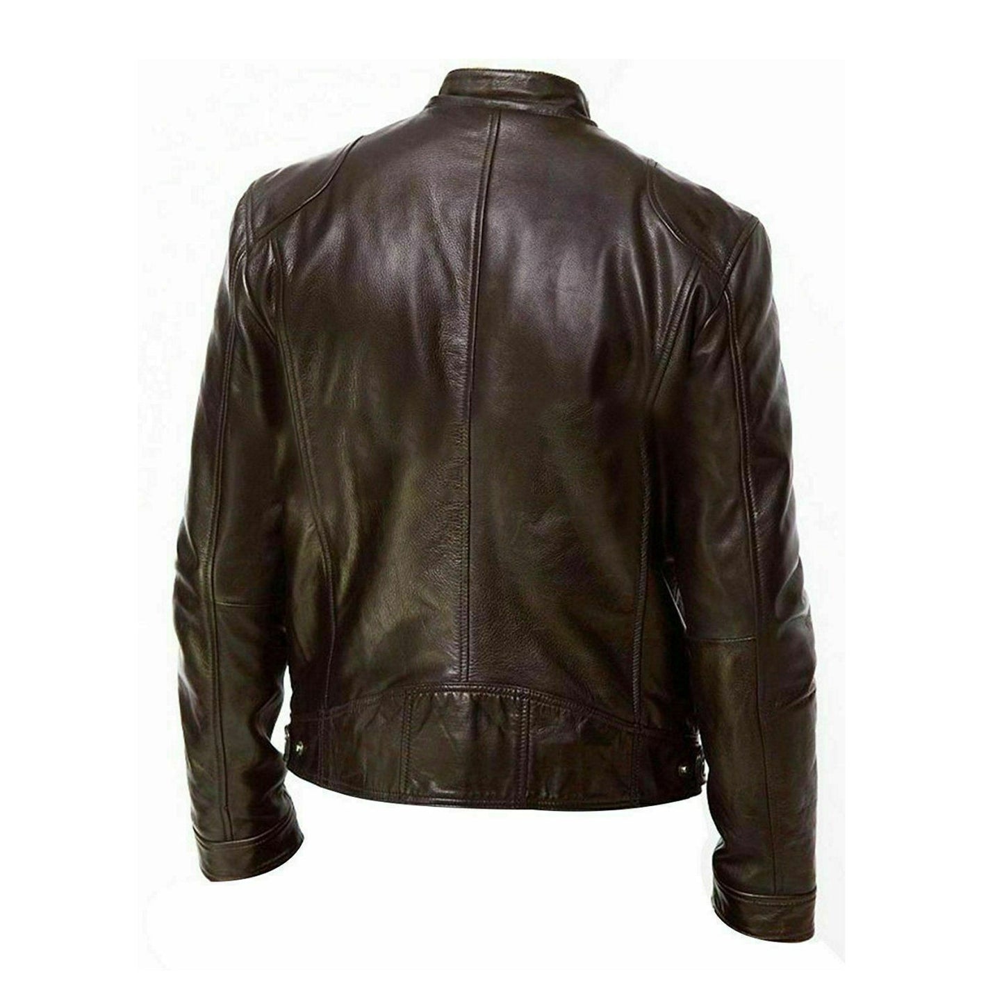 Men's Genuine Leather Brown Motorcycle Cafe Racer Jacket