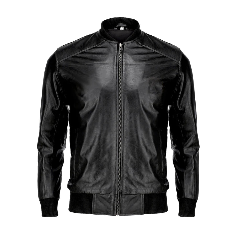 Mens New 70's Retro Bomber Jacket Black