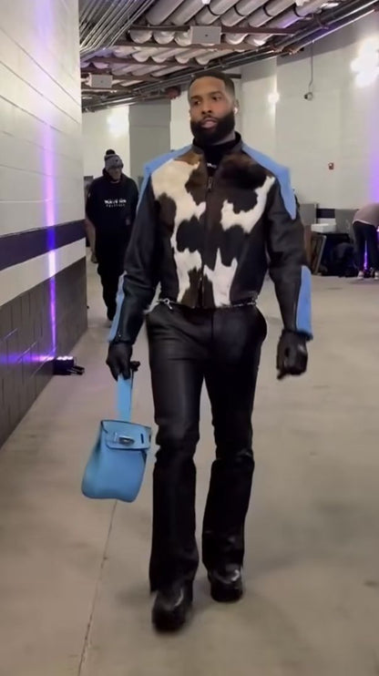 Odell Beckham Jr. Viral Pregame Custom Cowskin Leather Jacket