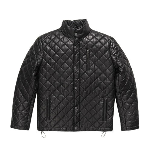 Men’s Black Diamond Quilted Leather Jacket