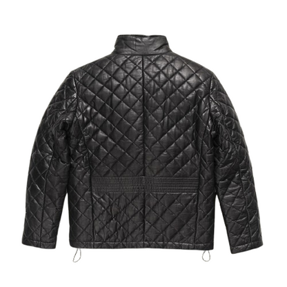 Men’s Black Diamond Quilted Leather Jacket