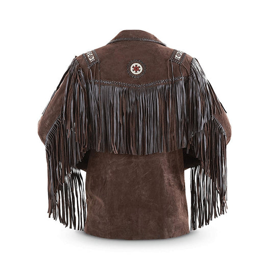 Men's Dark Brown Fringe Leather Jacket – Vintage Western Cowgirl Style Coat