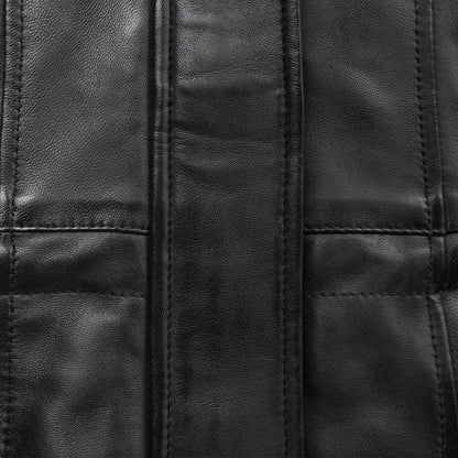 Women’s Black Leather Hooded Jacket with Faux Fur Trim
