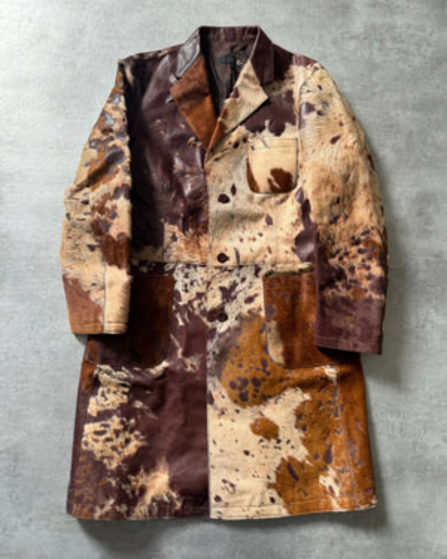 Men's Pony Skin Hair-On Genuine Cowhide Leather Trench Coat