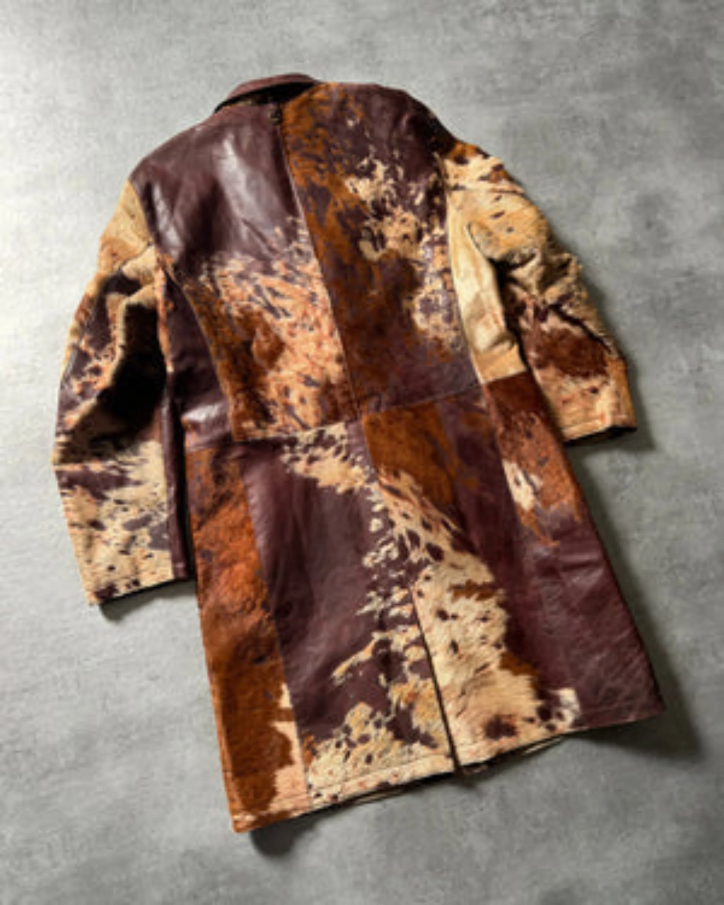 Men's Pony Skin Hair-On Genuine Cowhide Leather Trench Coat