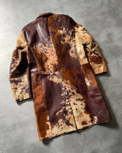 Men's Pony Skin Hair-On Genuine Cowhide Leather Trench Coat