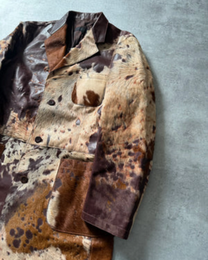 Men's Pony Skin Hair-On Genuine Cowhide Leather Trench Coat