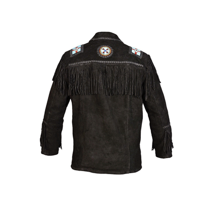 Mens Black Suede Fringe Leather Jacket