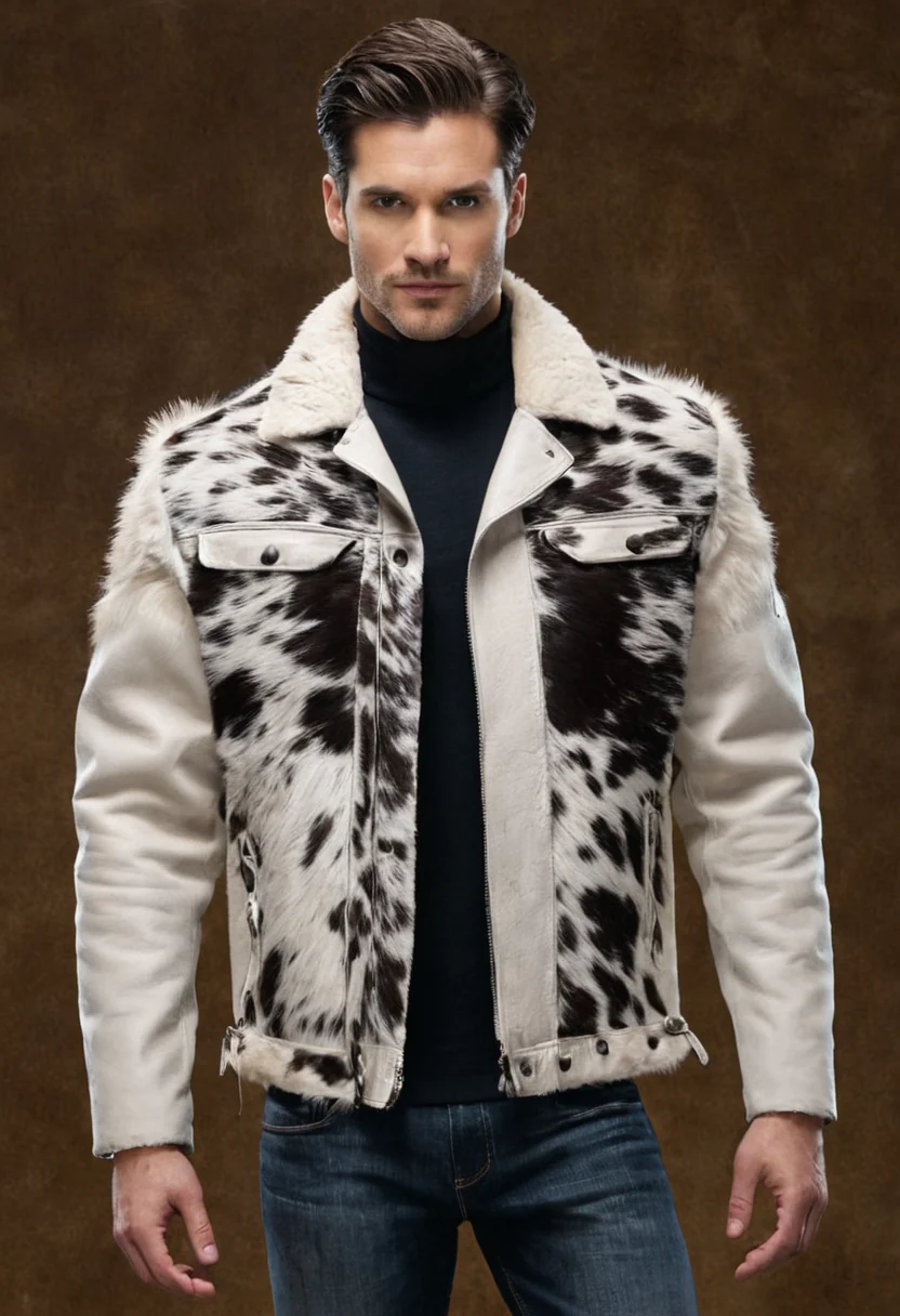 Genuine Cow Skin Hair-On Pony Skin Leather Trucker Jacket