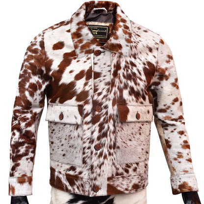 Brown Hair on Pony Skin Cowhide Leather Jacket