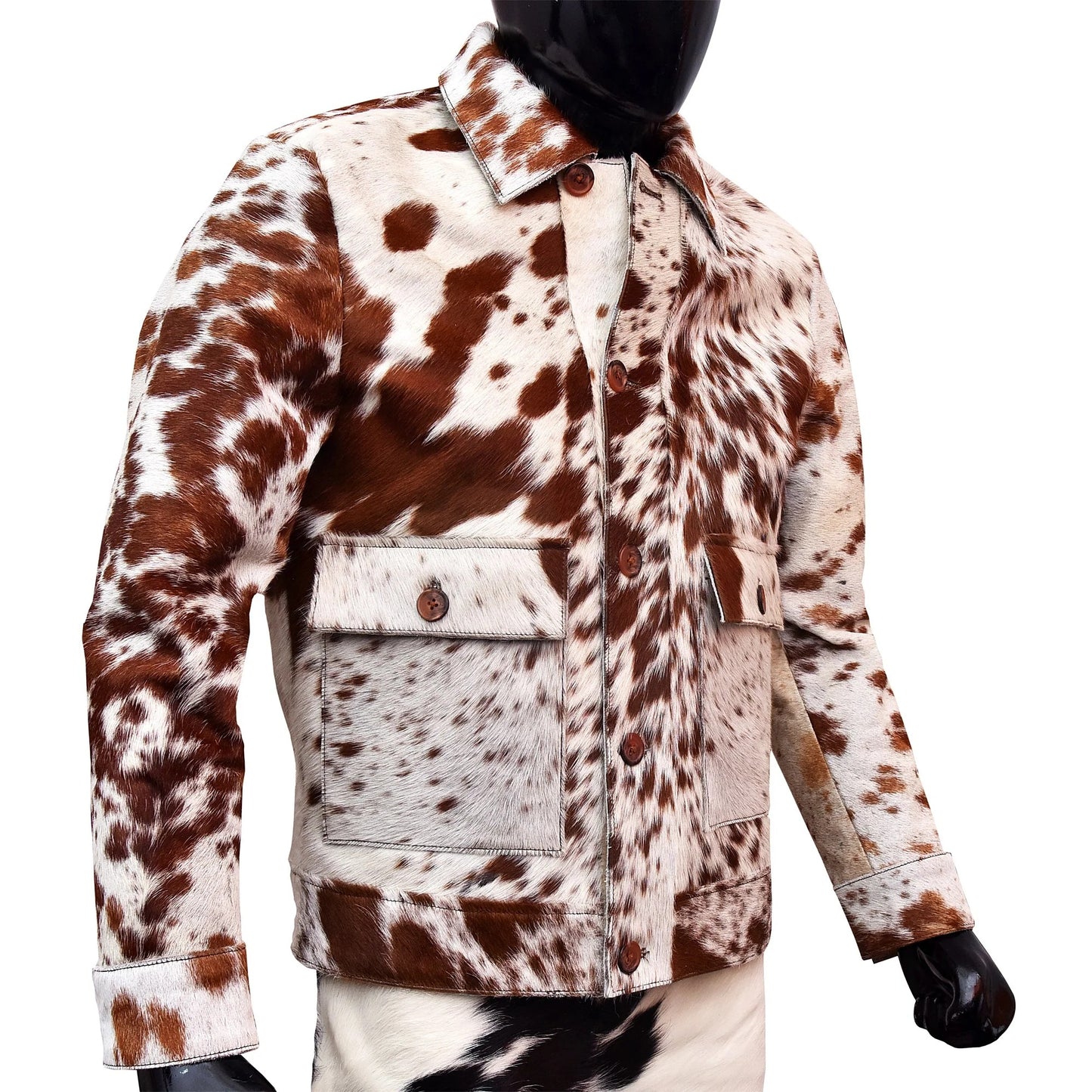 Brown Hair on Pony Skin Cowhide Leather Jacket