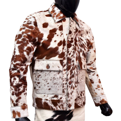 Brown Hair on Pony Skin Cowhide Leather Jacket