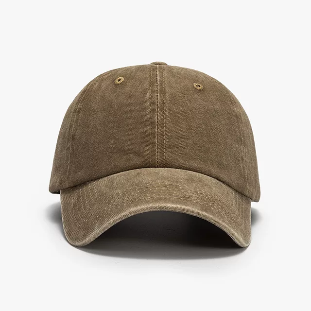 New Washed Cotton Denim Low Profile Cap - Khaki