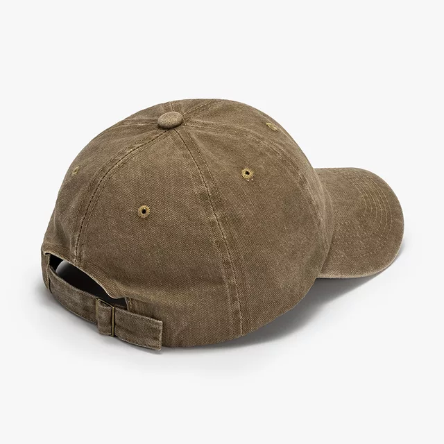 New Washed Cotton Denim Low Profile Cap - Khaki