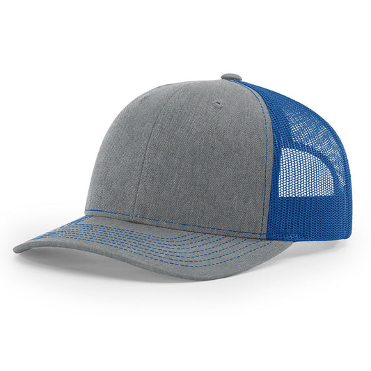 Richardson 112 White Mesh Twill Trucker Hat Snapback Cap - Grey