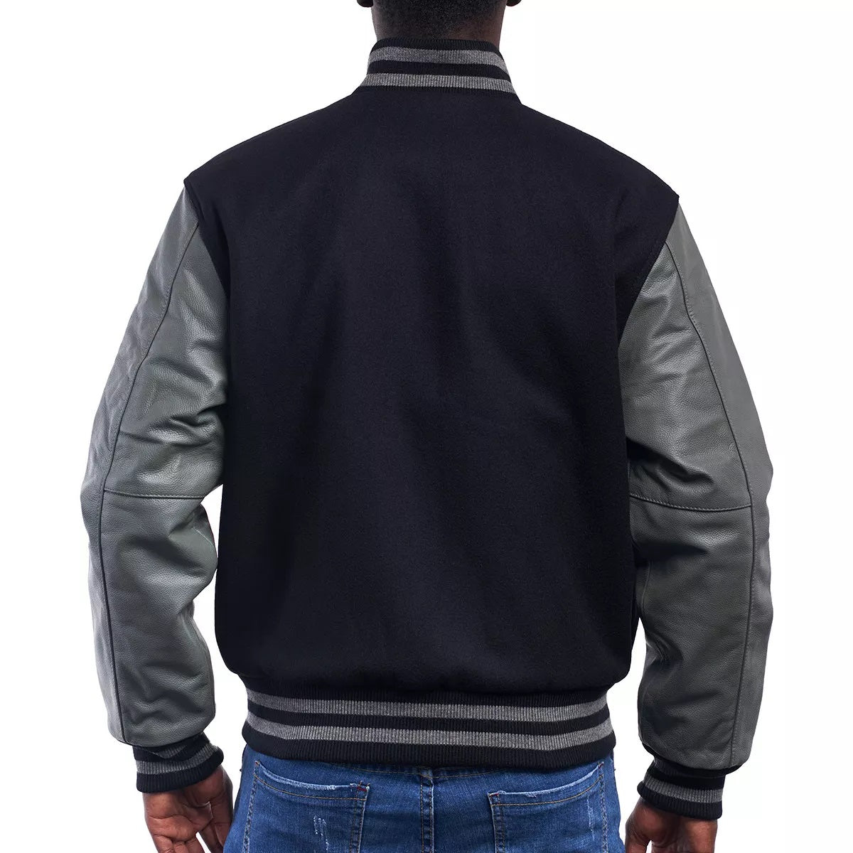 Black and best sale gray varsity jacket