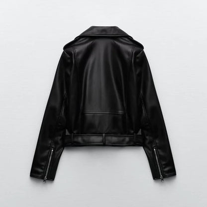 Black Leather Lambskin Biker Jacket Womens