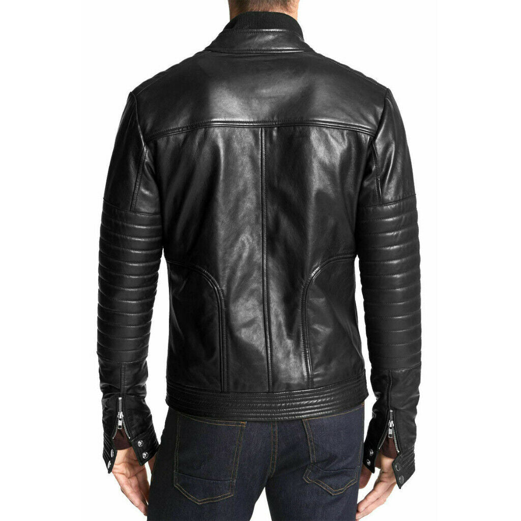 Men's Biker Black Slim Fit Leather Jacket