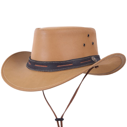 Shapeable Tan Genuine Leather Western Cowboy Hat