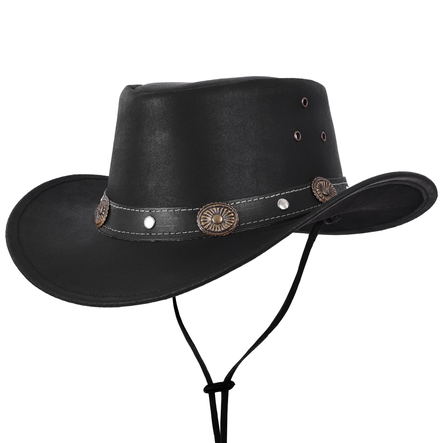 Black Leather Cowboy Hat Outback Leather Western Hat