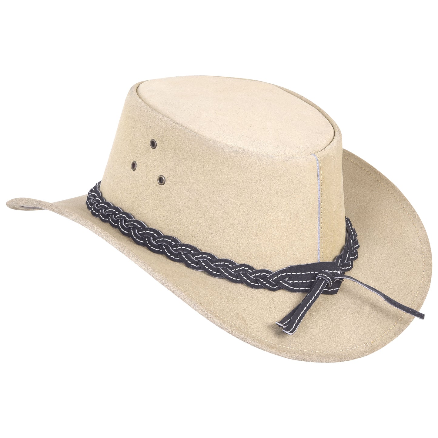 Western Leather Cowboy Hat with Braided Hat Band Australian Leather Hat