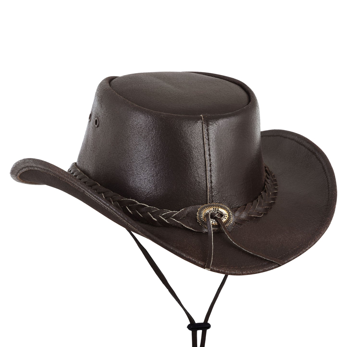 Brown Genuine Leather Cowboy Hat Western Style