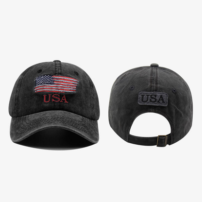 American Flag Hat Soft Cotton Distressed Style Baseball Cap