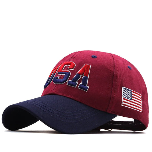 Red American Flag Baseball Hat w/ 3d Embroidery