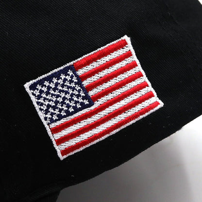 Blue Fitted Hat With American Flag 3d Embroidered