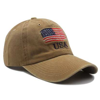 American Flag Hat Soft Cotton Distressed Style Baseball Cap