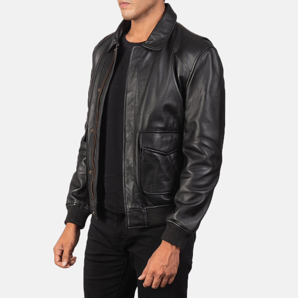 Mens soft leather 2025 bomber jacket