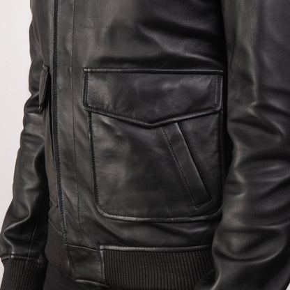 Men's Black A2 Leather Bomber Jacket