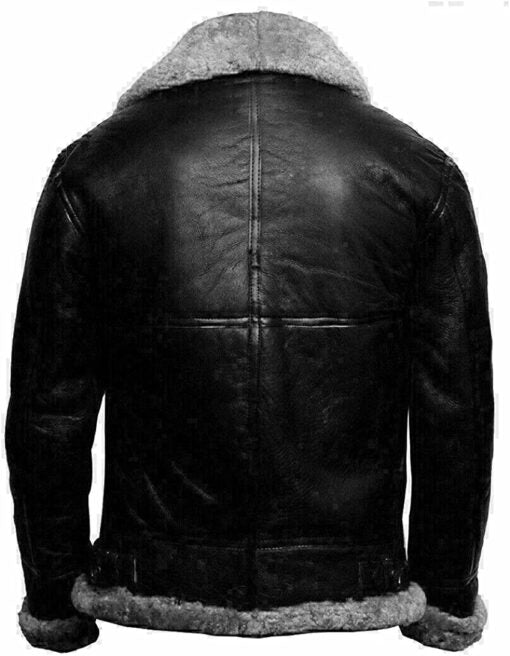 RAF Flight Aviator B3 Bomber Black Leather Sherpa Jacket