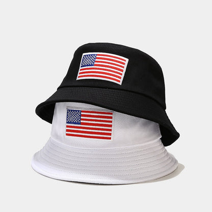 American Flag Patch USA Embroidered Soft Cotton Bucket Hat Fisherman For Summers