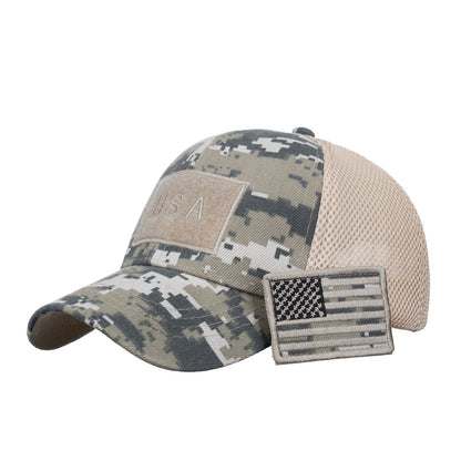 American Flag Trucker Hat Velcro Tactical Camouflage Baseball Cap